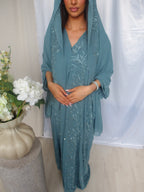 Khadija Embellished Abaya – Teal