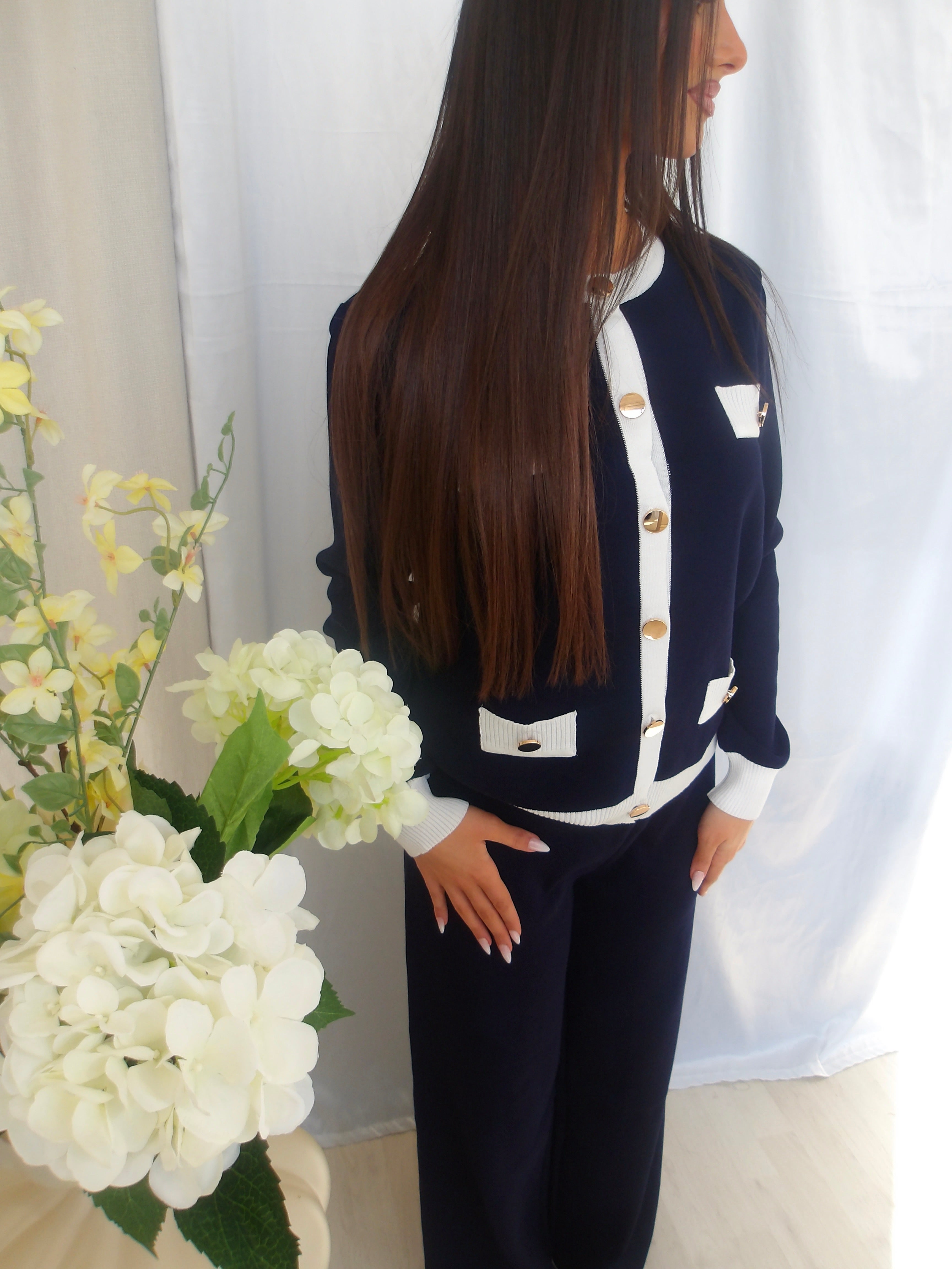 Elmi Contrast Co-ord Set – Navy