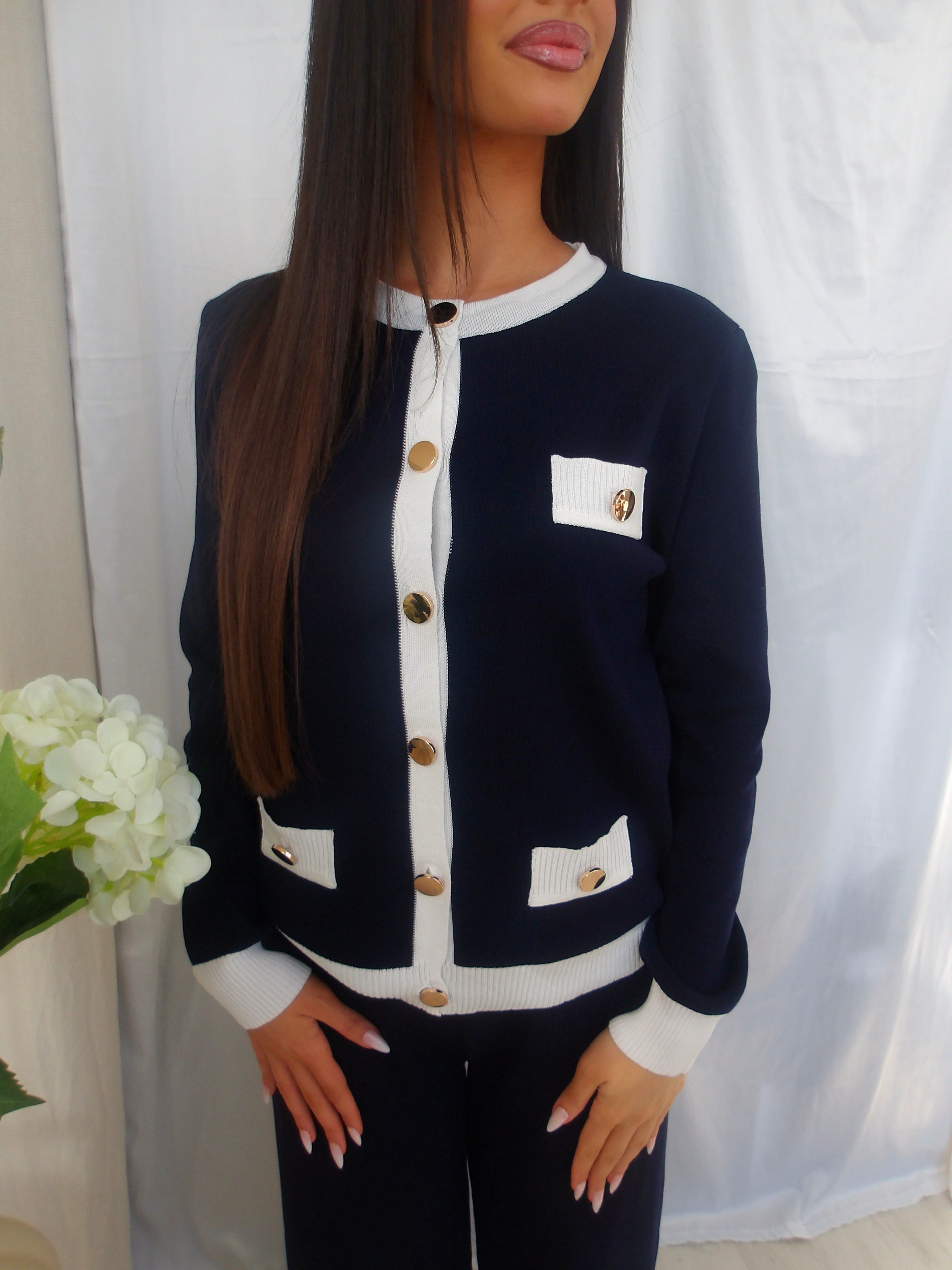 Elmi Contrast Co-ord Set – Navy