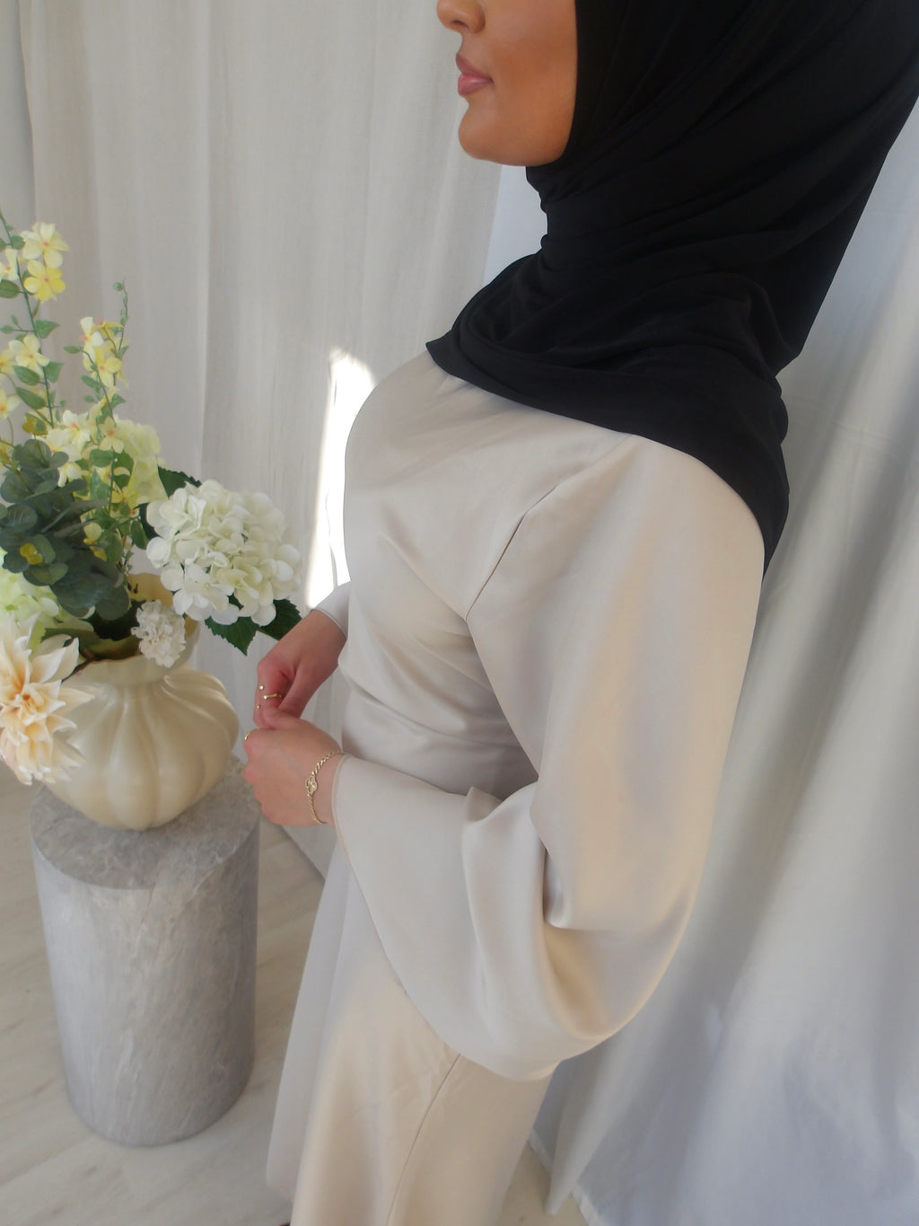 Najma Satin Dress - Ivory