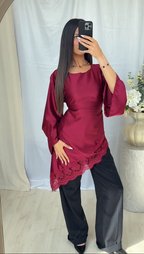 Nadia Lace Top - Bordeaux