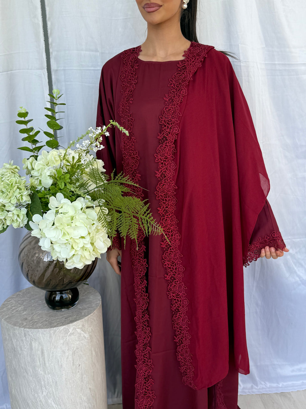 Blossom Abaya - Bordeaux
