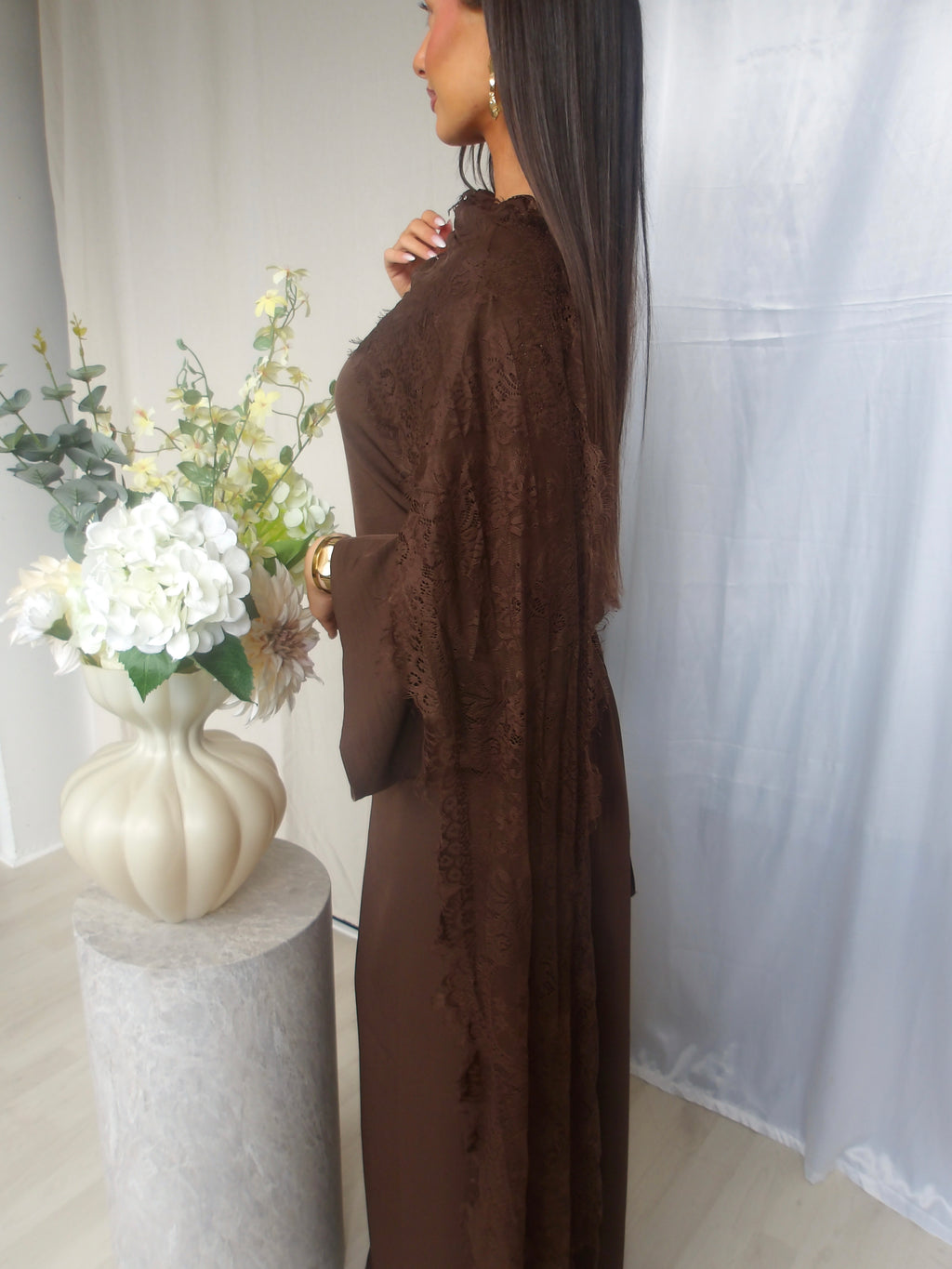 Nada Lace Dress – Brown