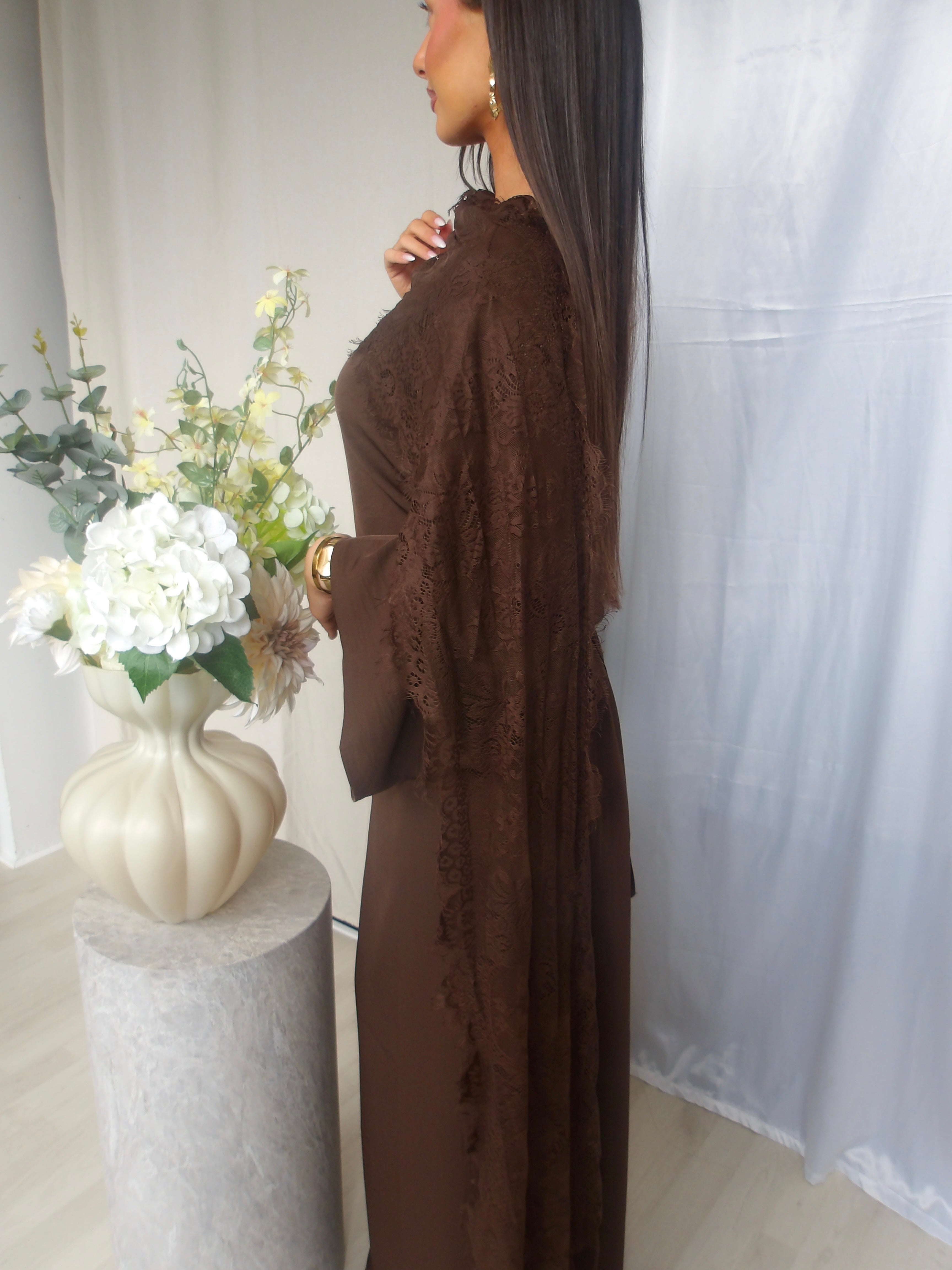 Nada Lace Dress – Brown