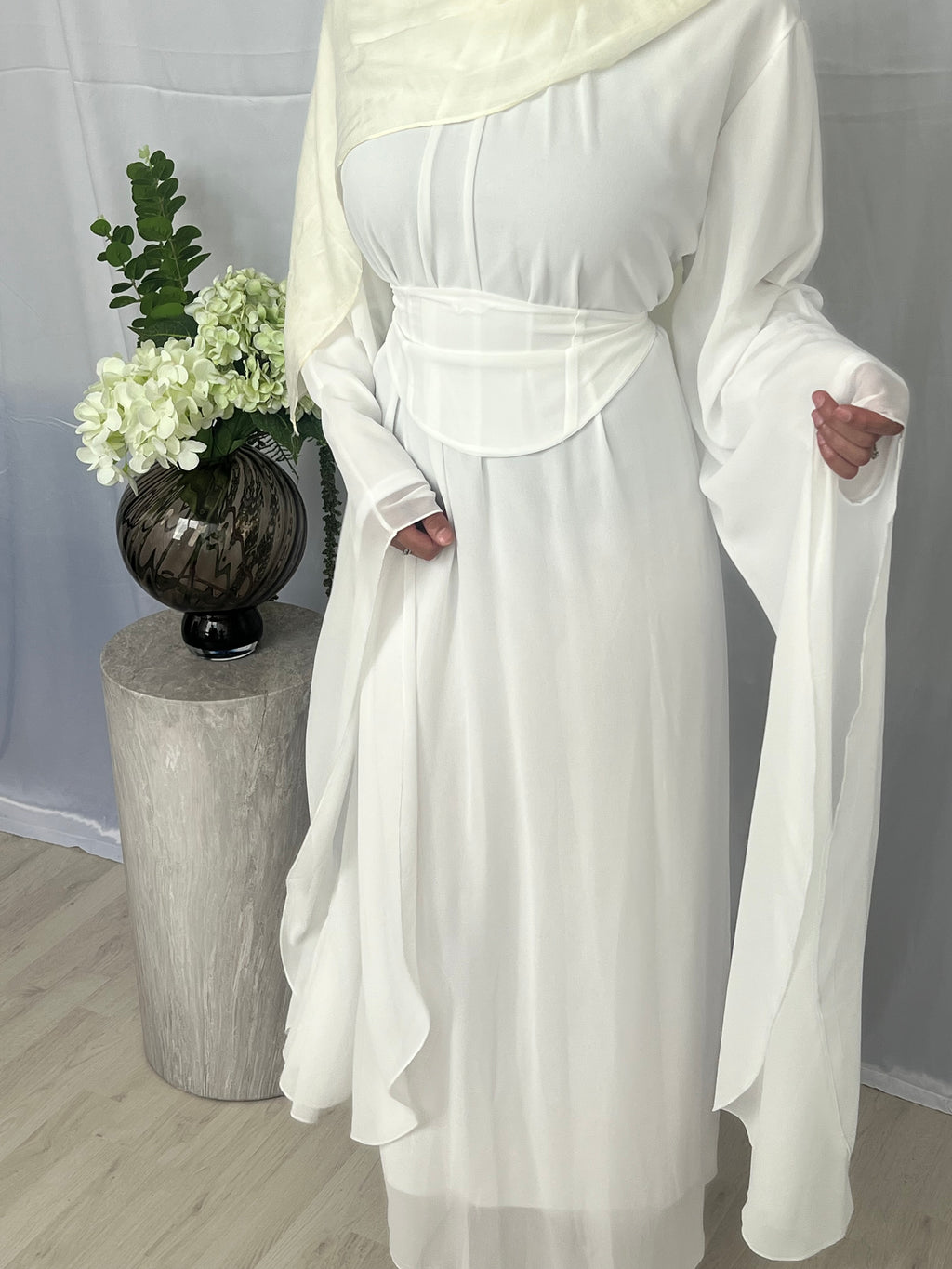 Butterfly Sleeve Dress - White