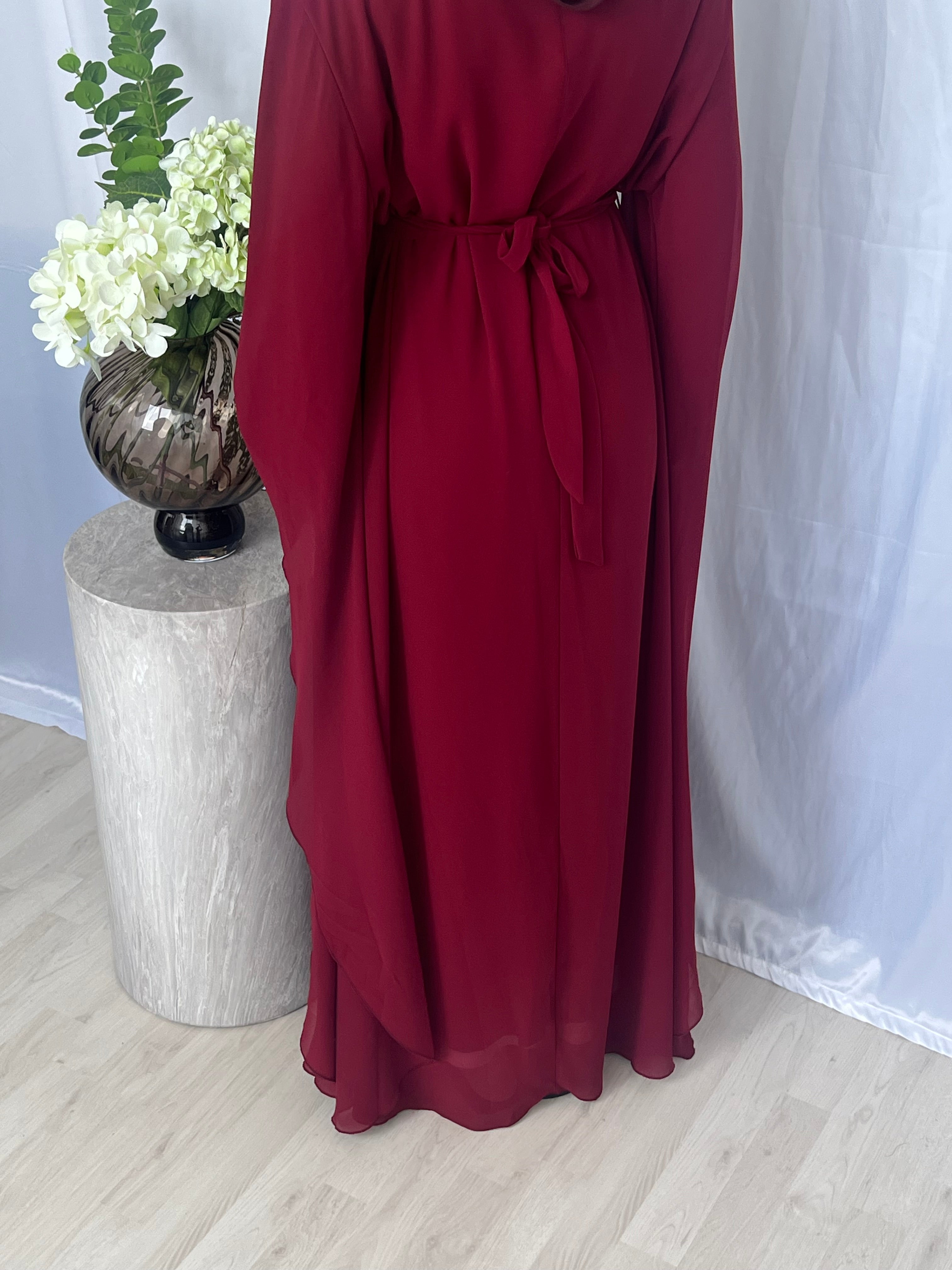 Butterfly Sleeve Dress - Bordeaux