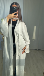 Nadia Satin Abaya - Soft White