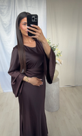 Najma Satin Dress – Chocolate Brown