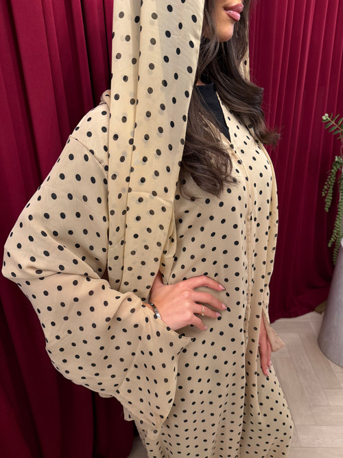 Beige Polka Abaya