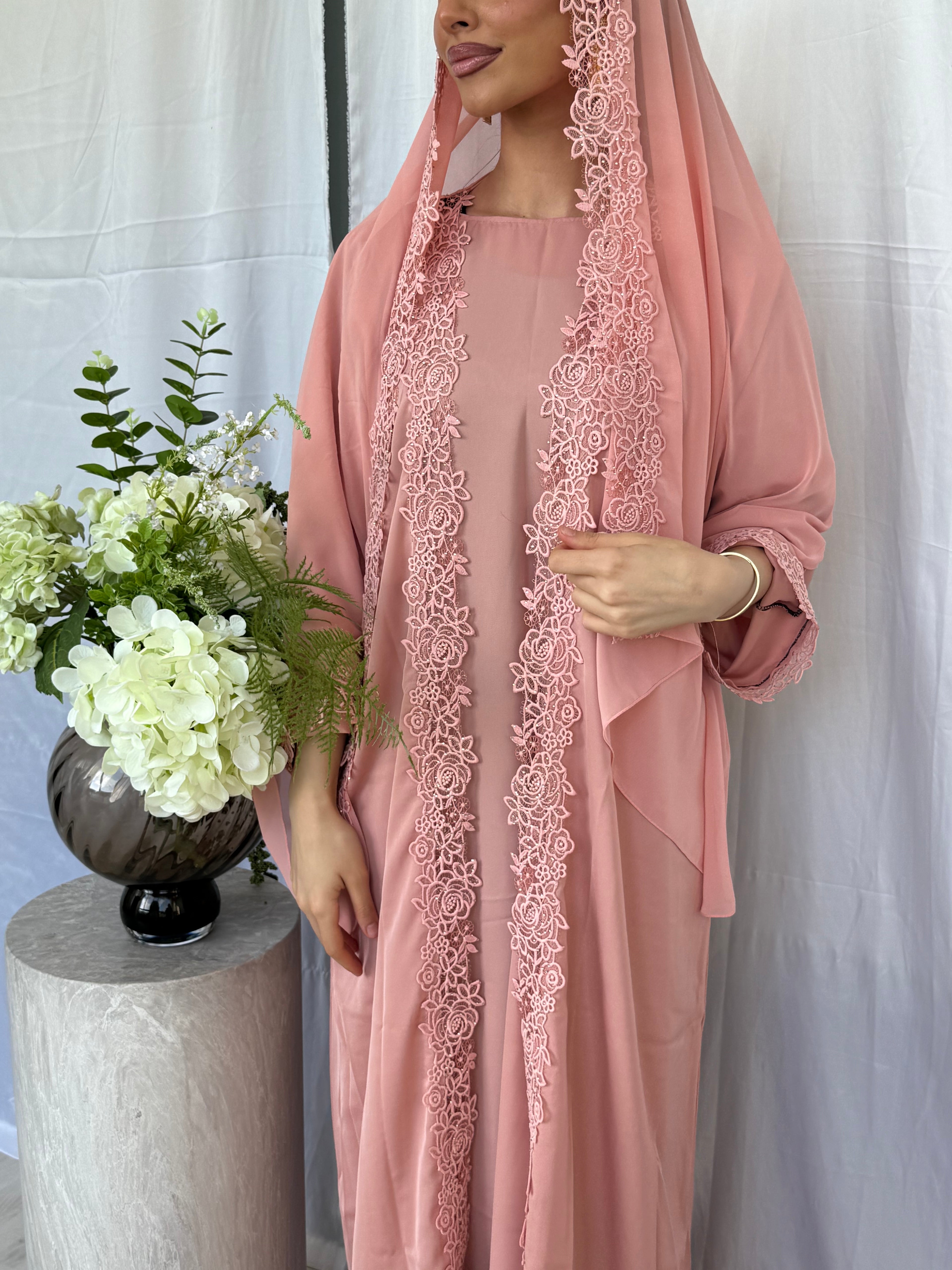 Blossom Abaya - Coral