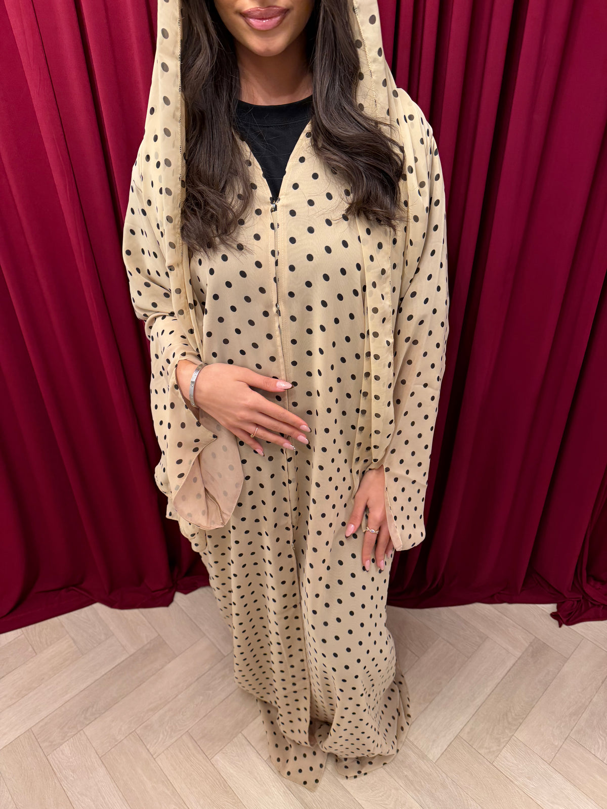 Beige Polka Abaya