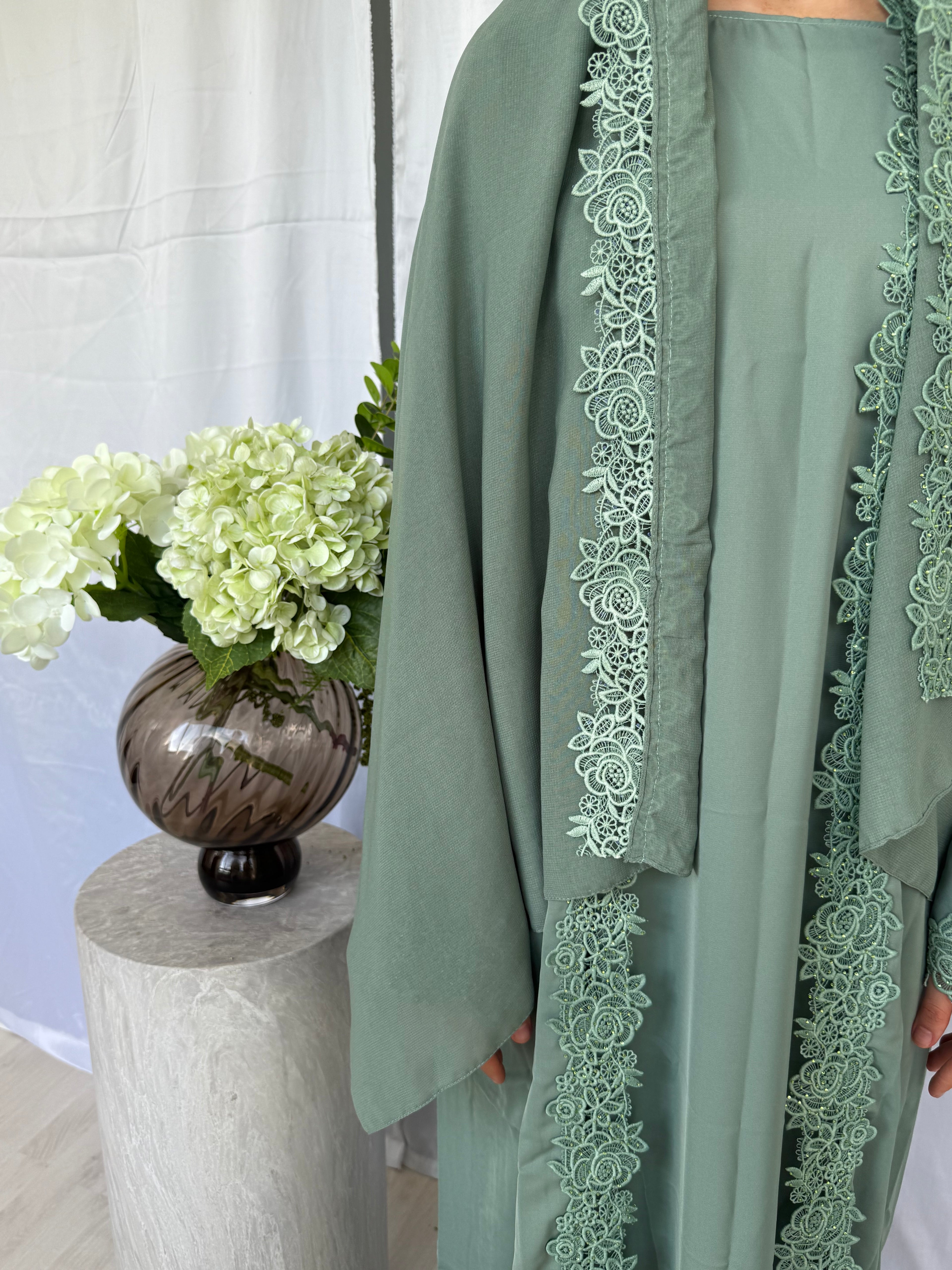 Blossom Abaya - Mint