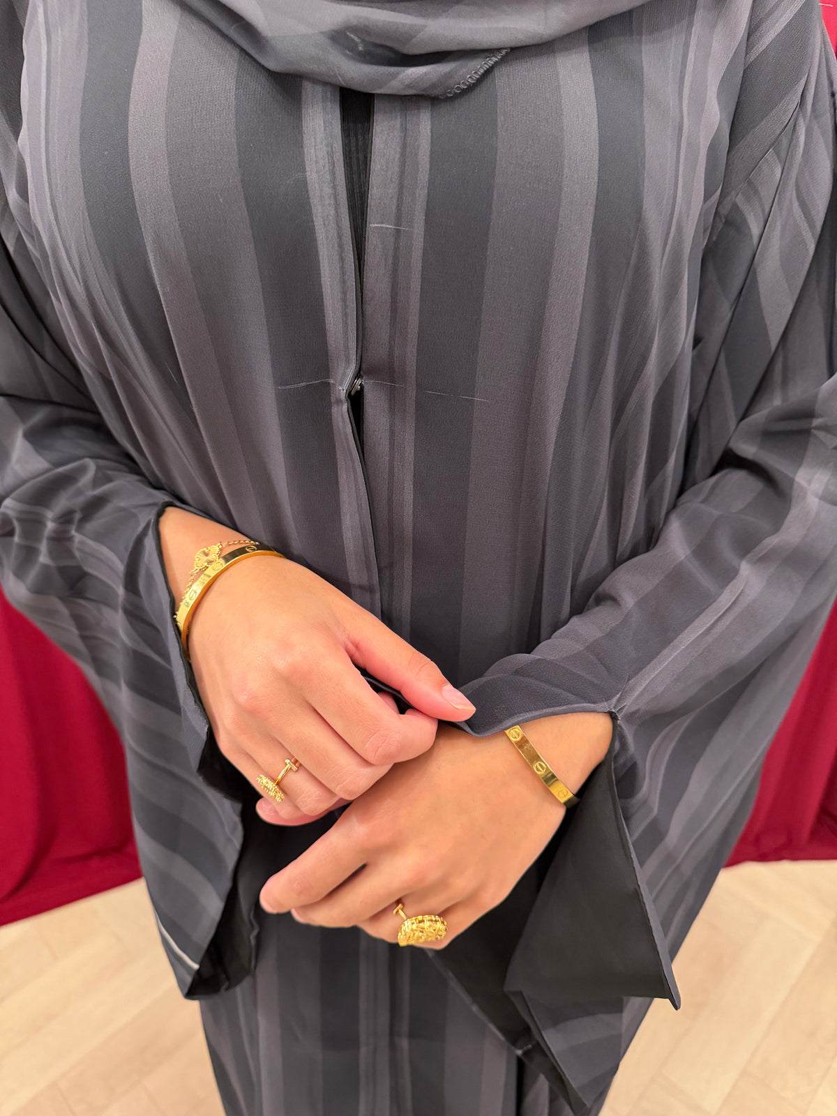 Grey Stripe Abaya