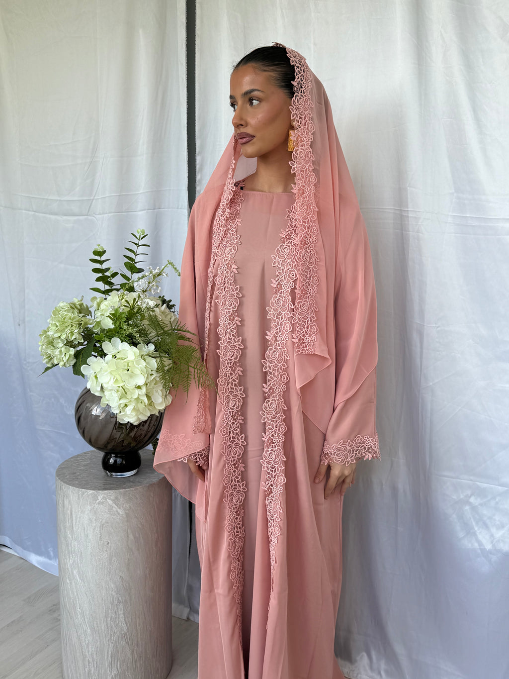 Blossom Abaya - Coral