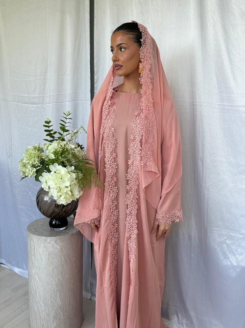 Blossom Abaya - Coral