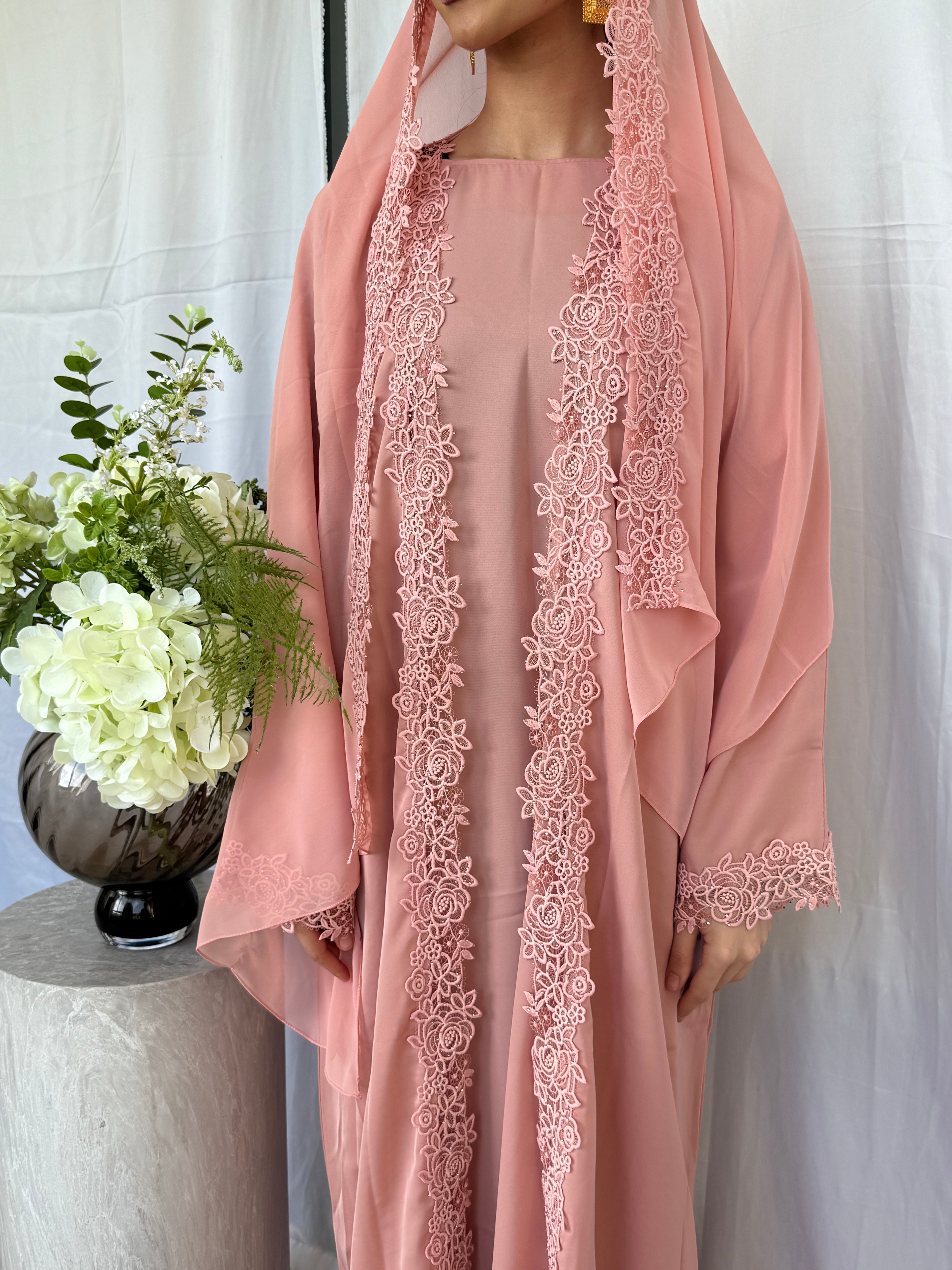 Blossom Abaya - Coral