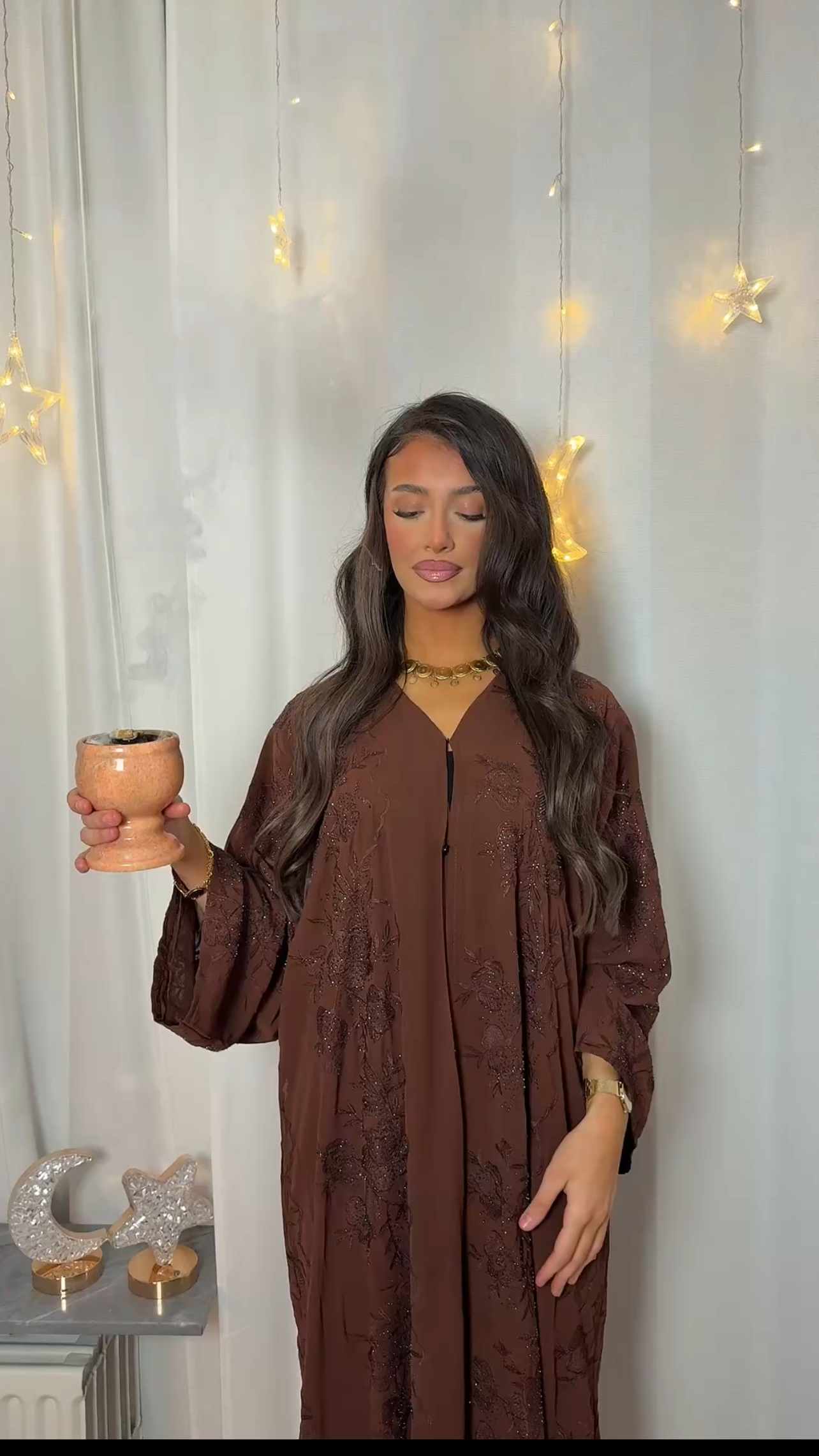 Khadija Embellished Abaya – Brown