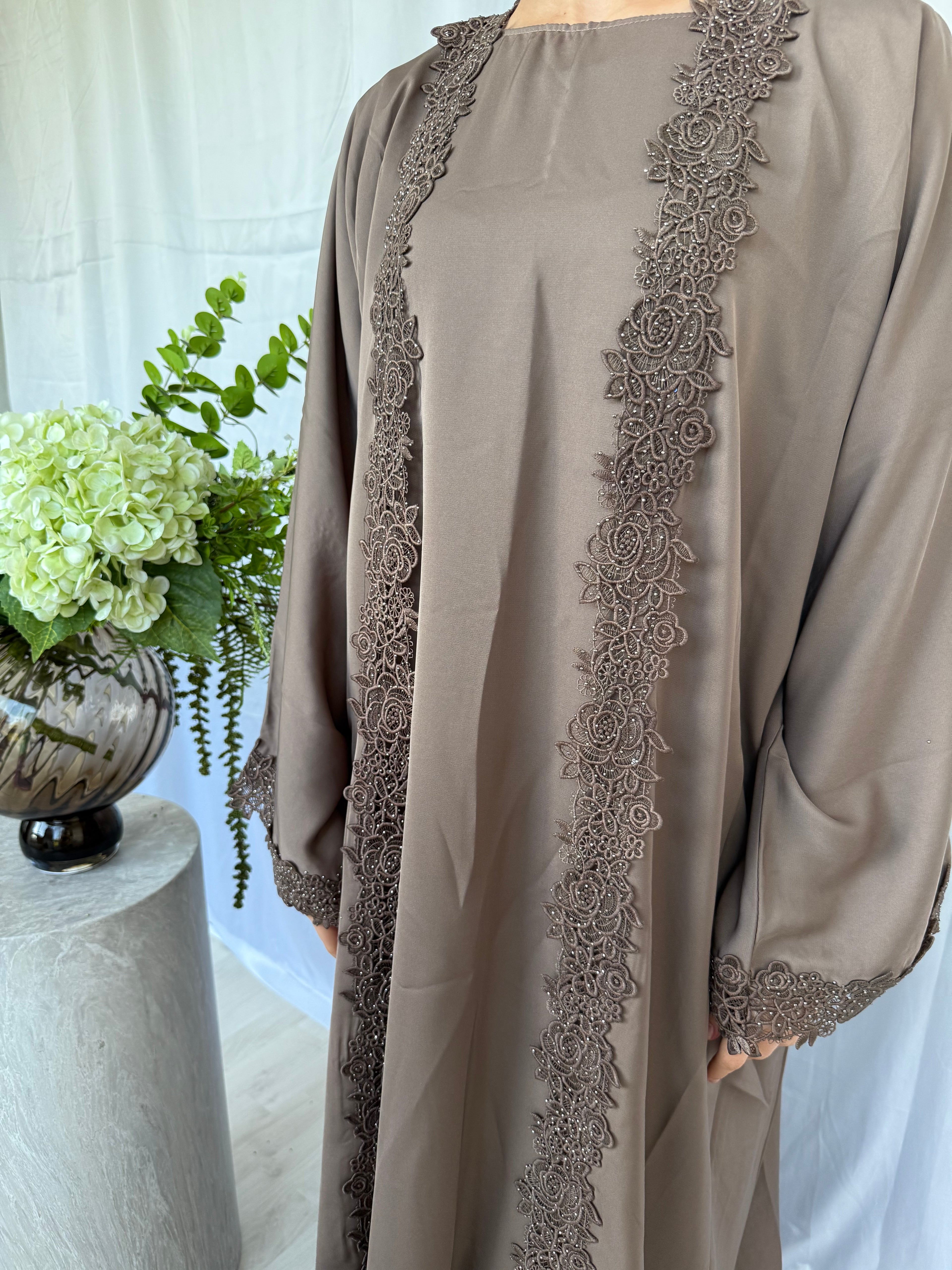 Blossom Abaya - Taupe