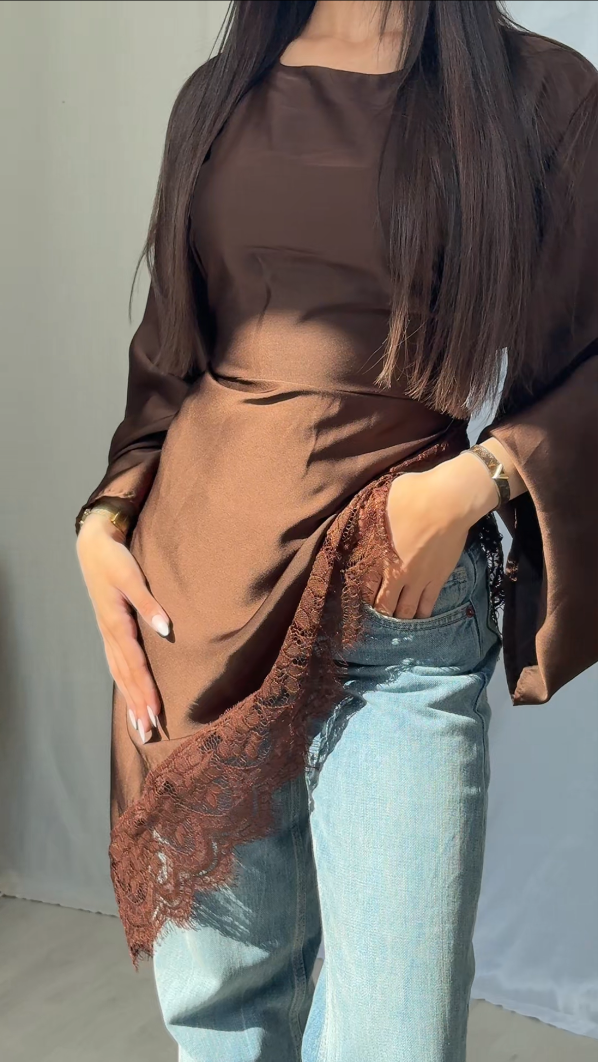 Nadia Lace Top - Brown