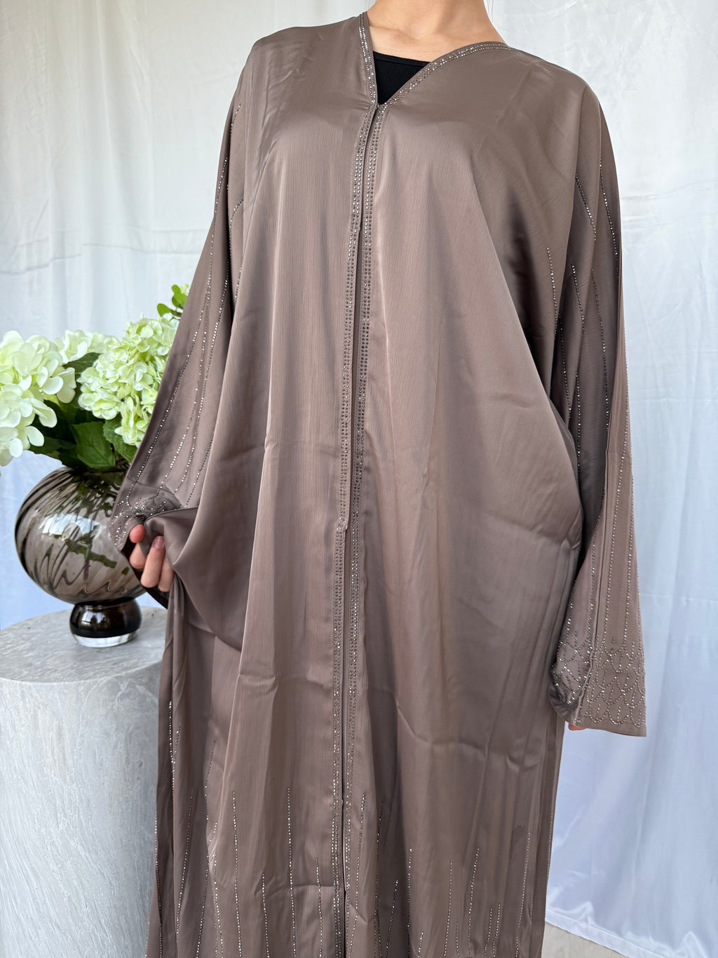 Crystal Abaya - Taupe