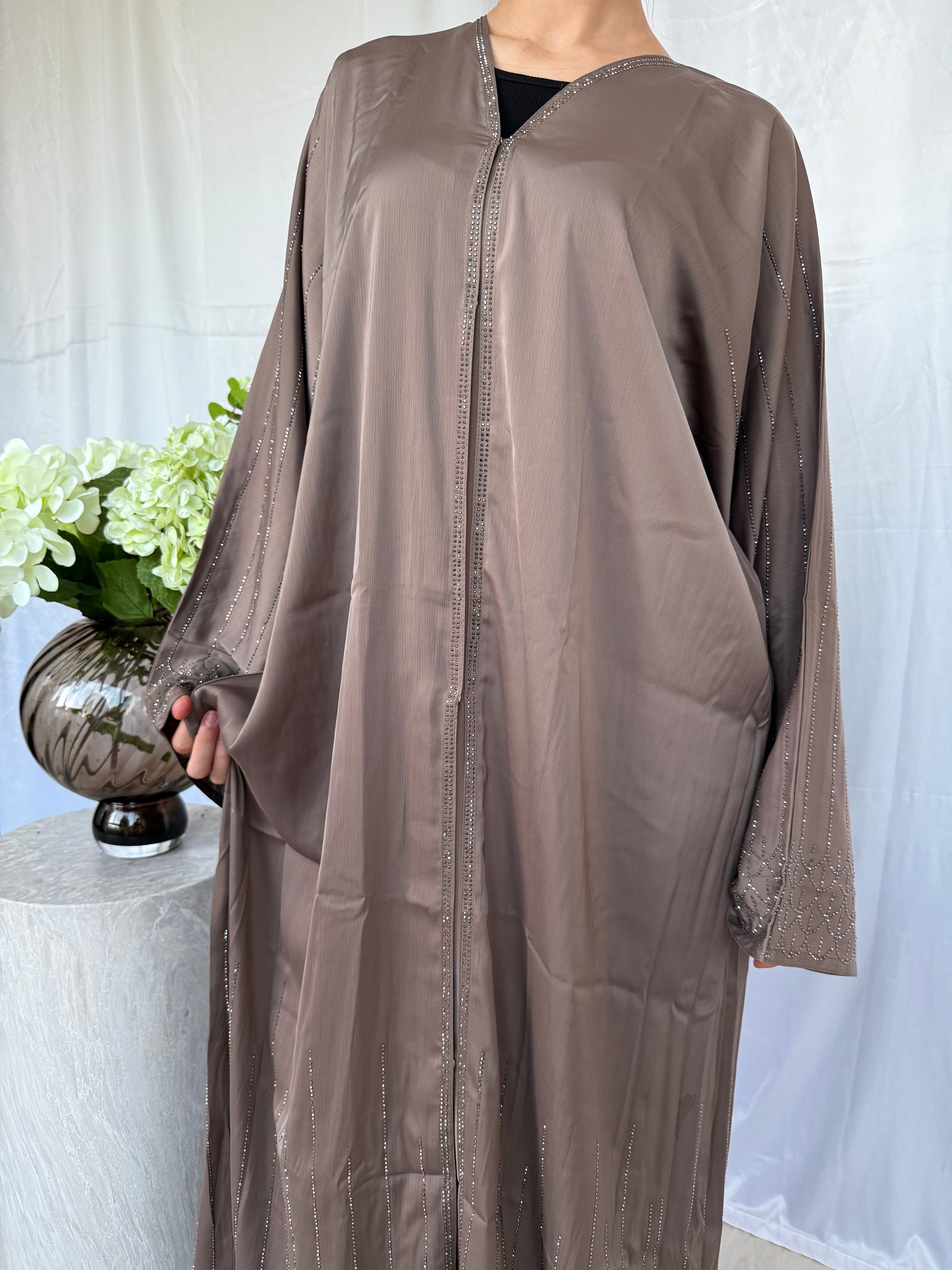 Crystal Abaya - Taupe