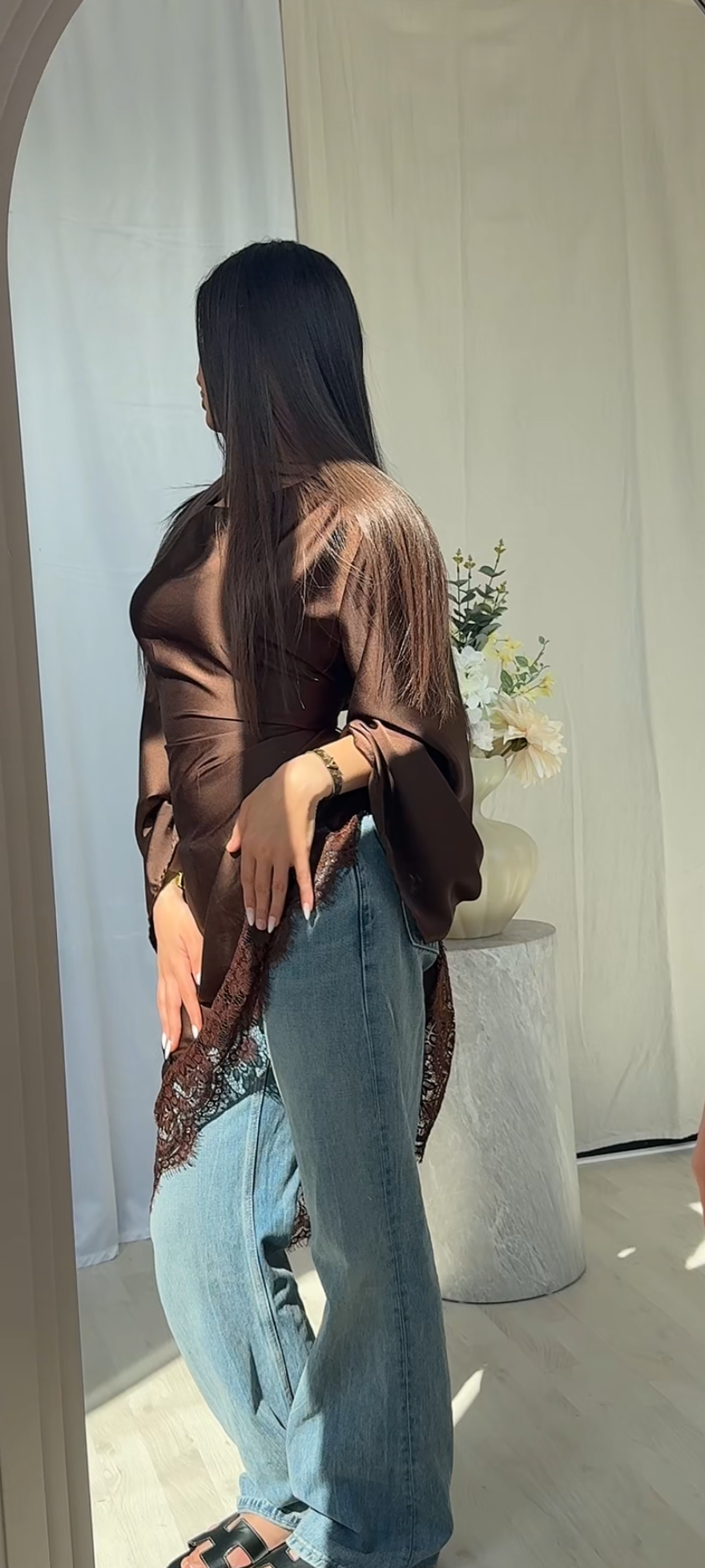 Nadia Lace Top - Brown
