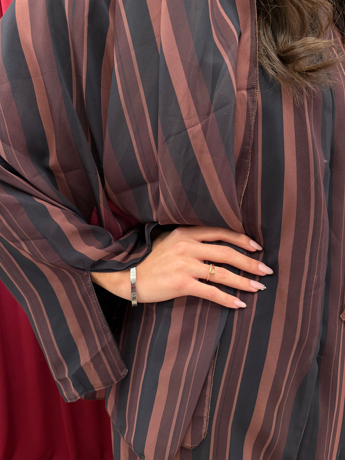 Cocoa Stripe Abaya
