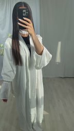 Nadia Satin Abaya - Soft White