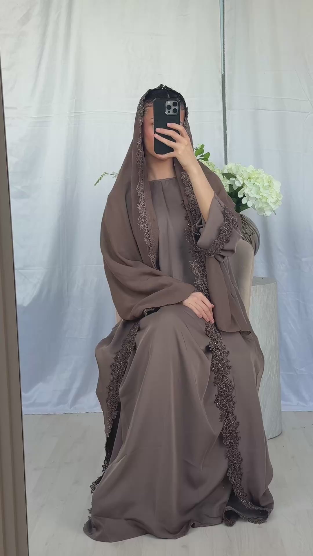 Blossom Abaya - Taupe