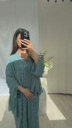 Khadija Embellished Abaya – Teal
