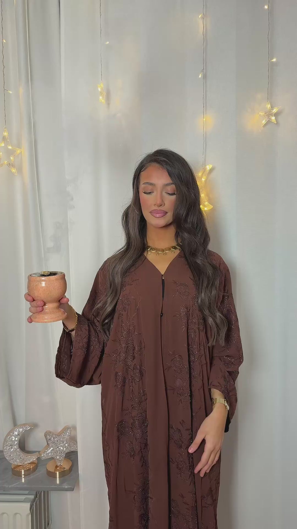 Khadija Embellished Abaya – Brown