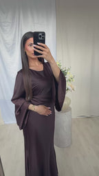 Najma Satin Dress – Chocolate Brown