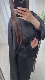 Muna Draped Lace Dress – Noir